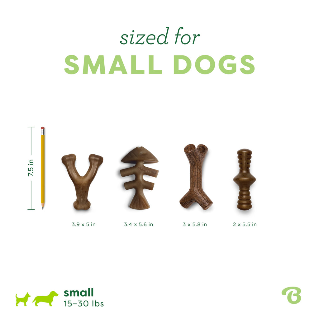 Benebone Large 4-Pack Dog Toys for Aggressive Chewers – Durable Dog Bones, Made in USA – Dog Toys for Large Dogs Under 90 lbs