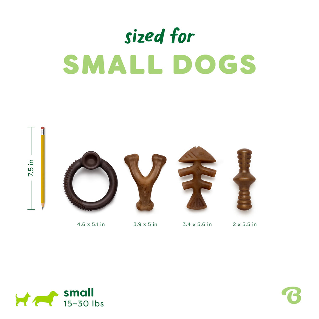 Benebone Large 4-Pack Dog Toys for Aggressive Chewers – Durable Dog Bones, Made in USA – Dog Toys for Large Dogs Under 90 lbs