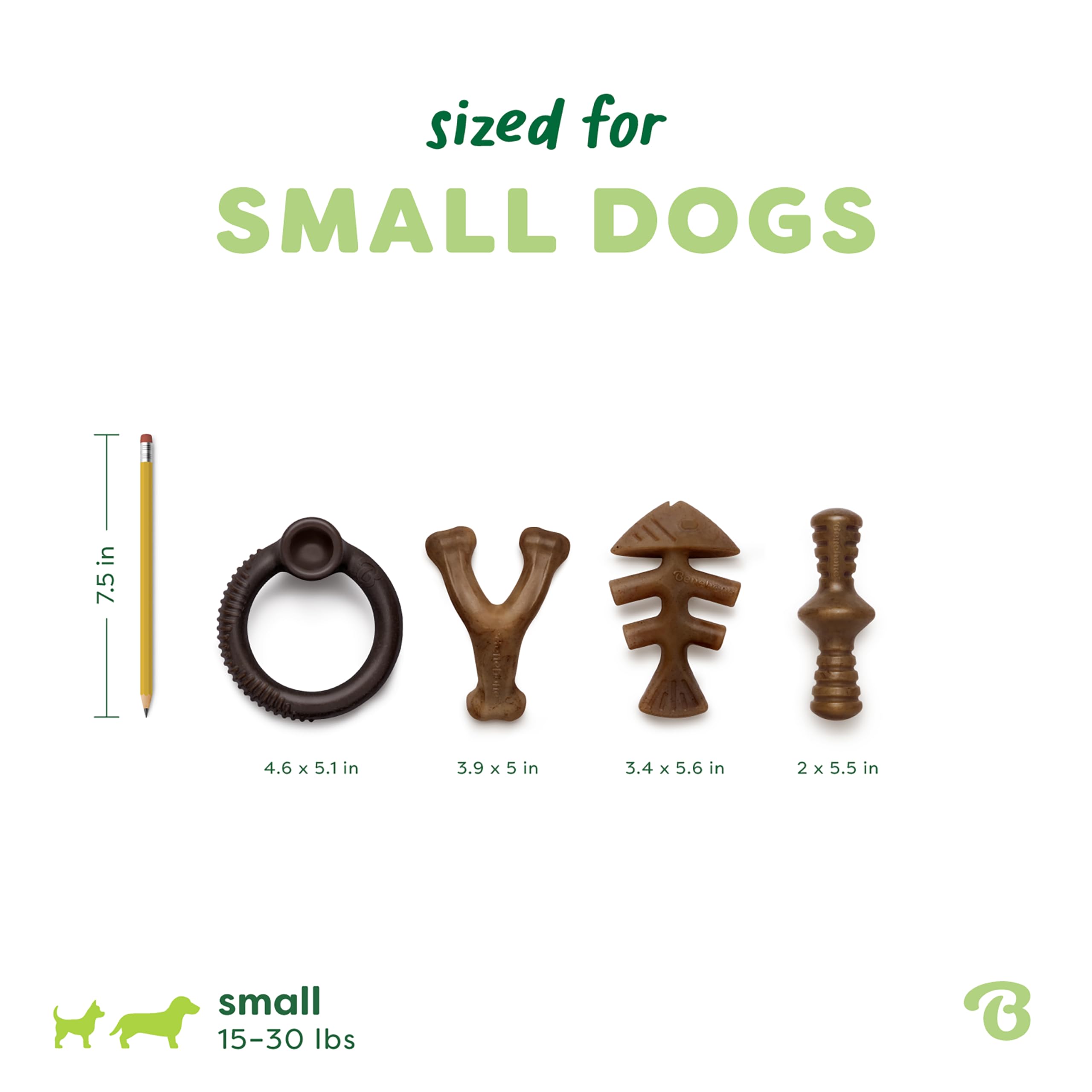 Benebone Large 4-Pack Dog Toys for Aggressive Chewers – Durable Dog Bones, Made in USA – Dog Toys for Large Dogs Under 90 lbs