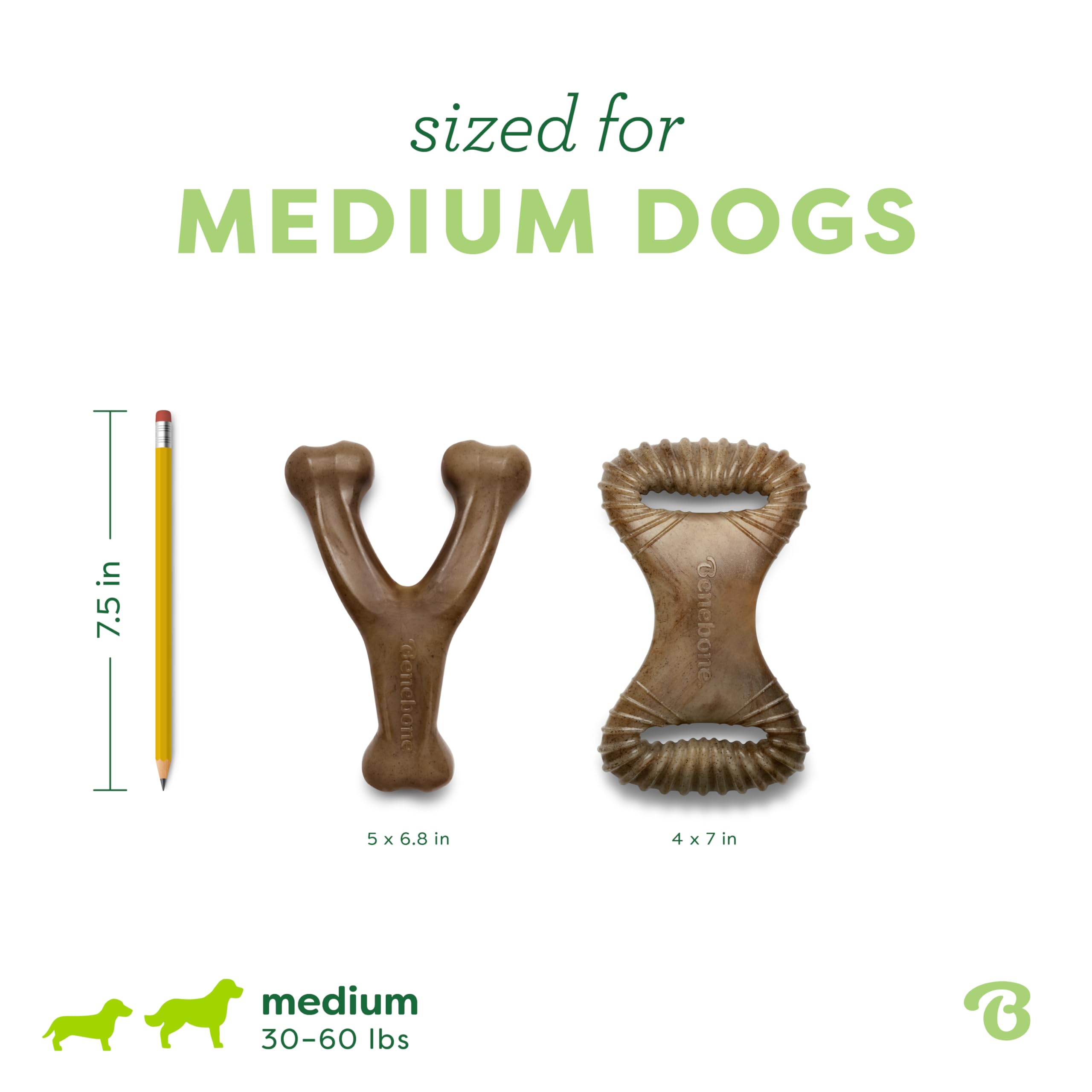Benebone Large 4-Pack Dog Toys for Aggressive Chewers – Durable Dog Bones, Made in USA – Dog Toys for Large Dogs Under 90 lbs