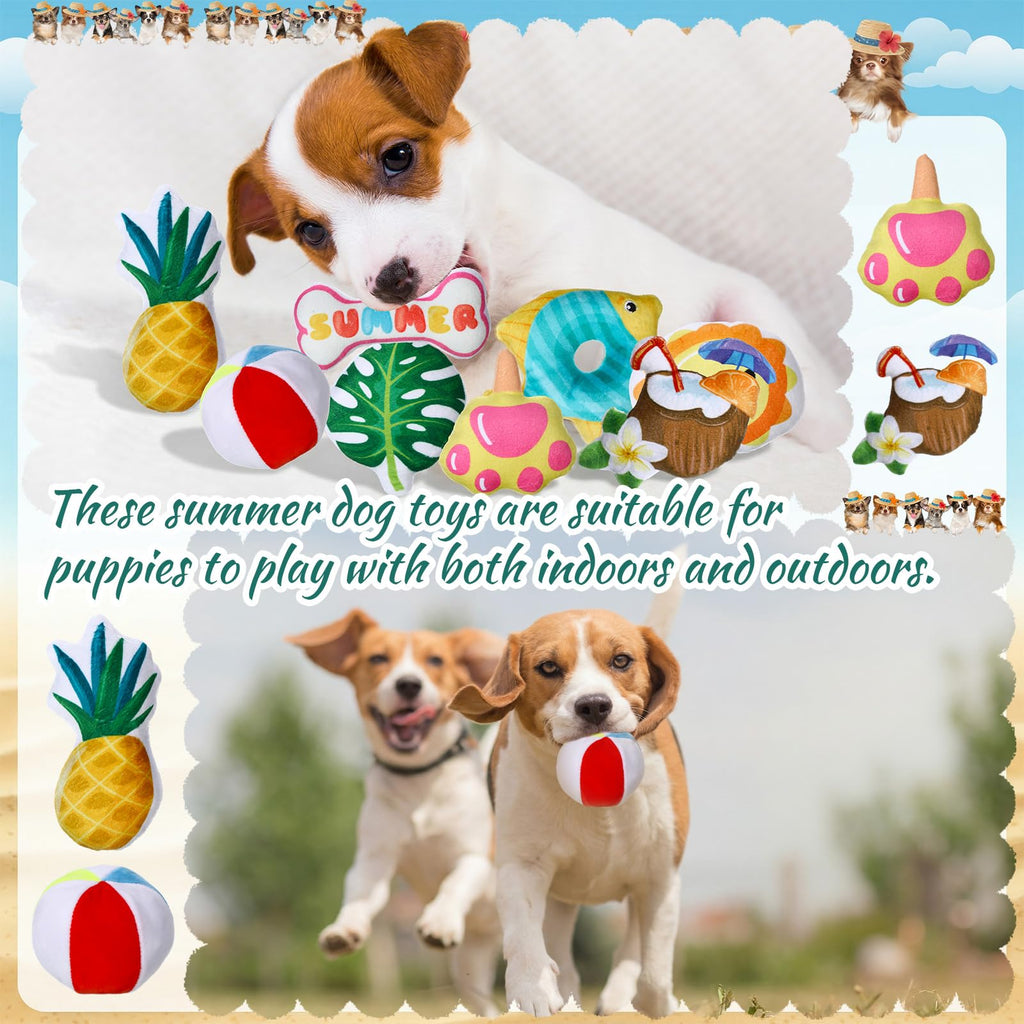 Soulchen 80 Pcs Summer Dog Toys Set Puppy Squeaky Toys Bulk Cute Stuffed Plush Dogs Chew for Small Medium Pet with Squeakers for Fun & Teething Birthday Gifts Party Party