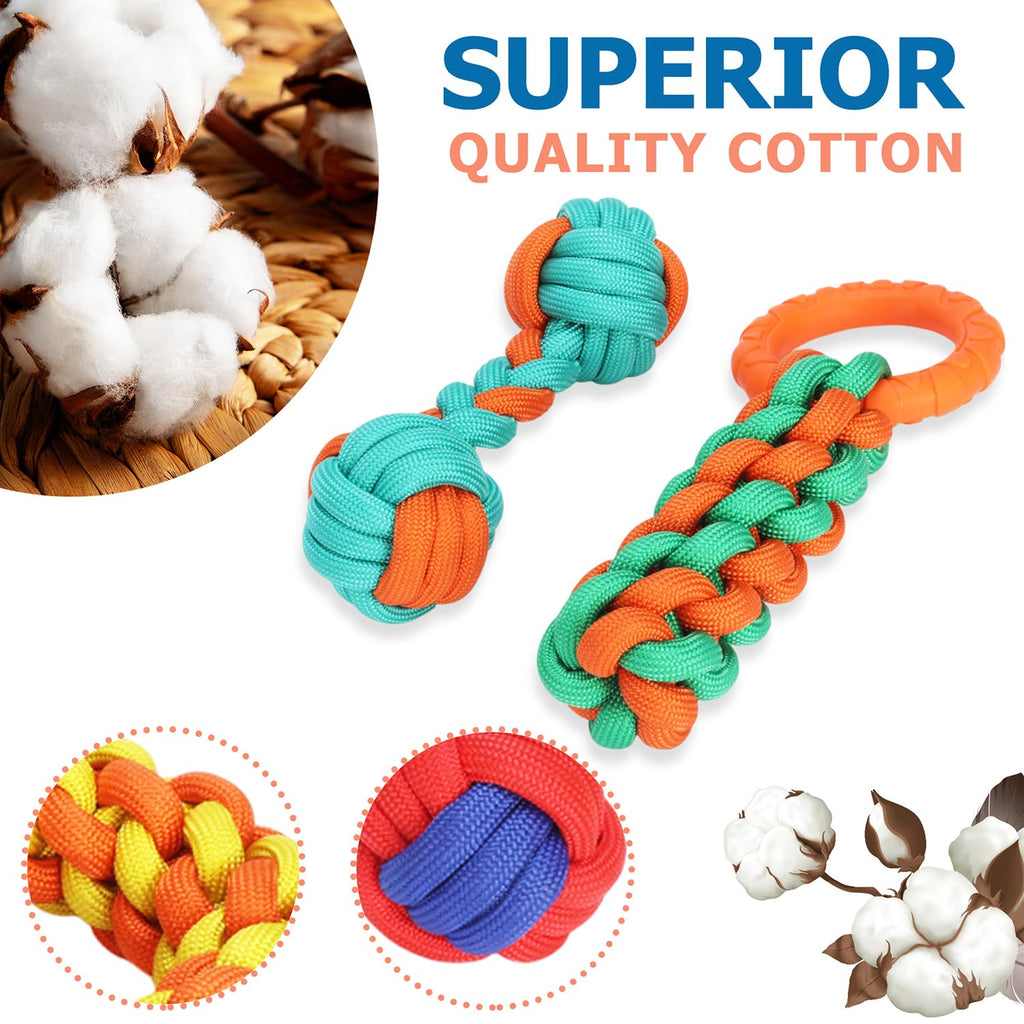 Aitmexcn Dog Rope Toys for Large and Medium Aggressive Chewers, 8 Pack Heavy Duty Dog Rope Toy for Large, Dental Cleaning Chew Toys, Tug Toy for Boredom, 100% Cotton Indestructible Pet Toy