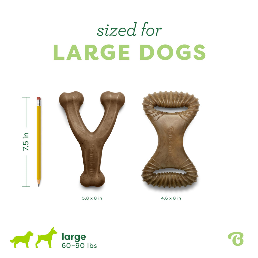 Benebone Large 4-Pack Dog Toys for Aggressive Chewers – Durable Dog Bones, Made in USA – Dog Toys for Large Dogs Under 90 lbs