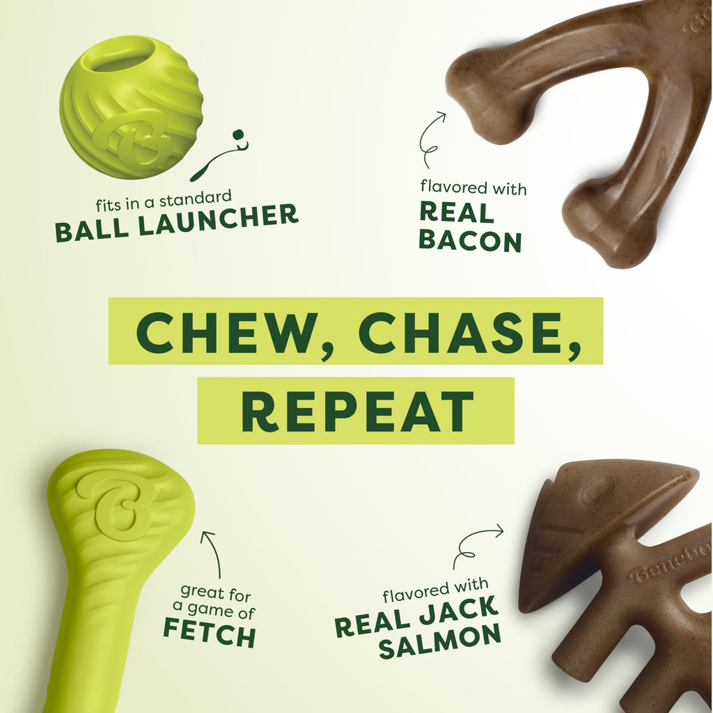 Benebone Large 4-Pack Dog Toys for Aggressive Chewers – Durable Dog Bones, Made in USA – Dog Toys for Large Dogs Under 90 lbs