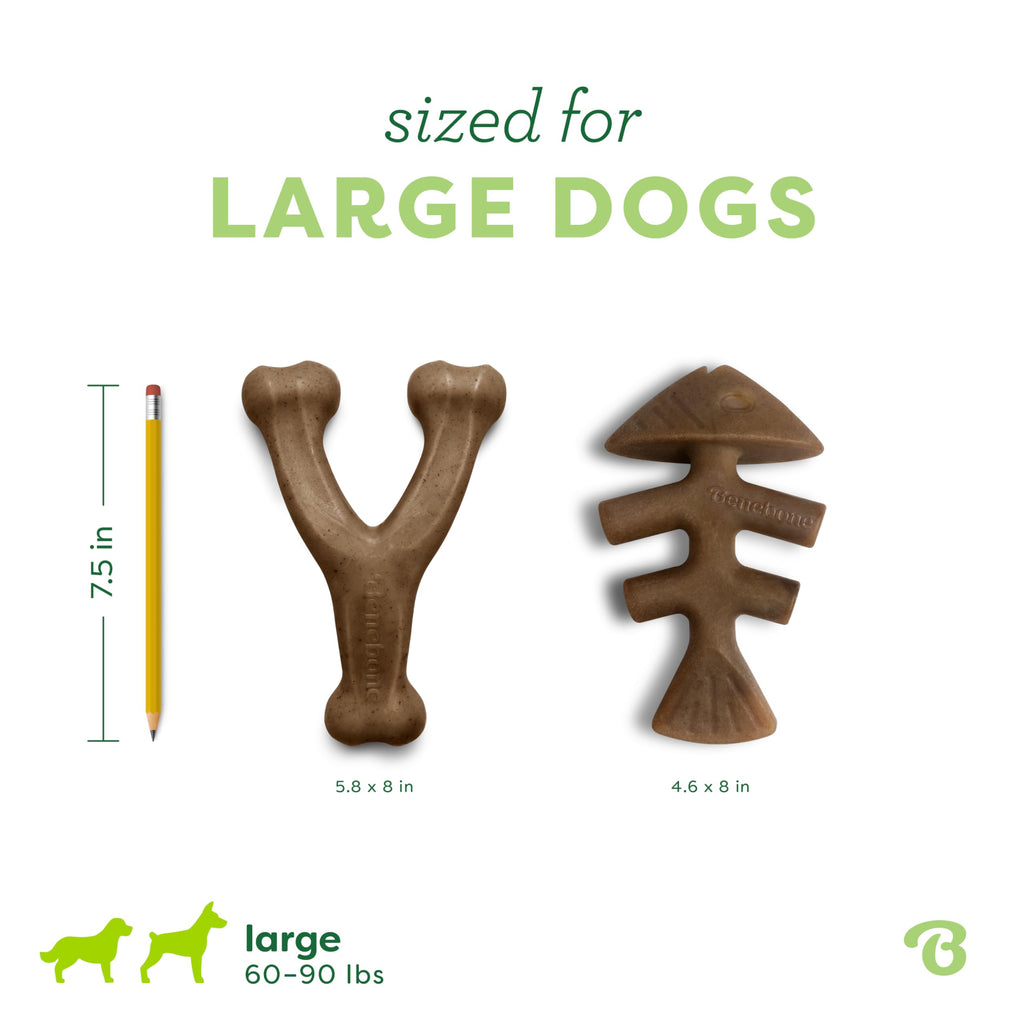 Benebone Large 4-Pack Dog Toys for Aggressive Chewers – Durable Dog Bones, Made in USA – Dog Toys for Large Dogs Under 90 lbs