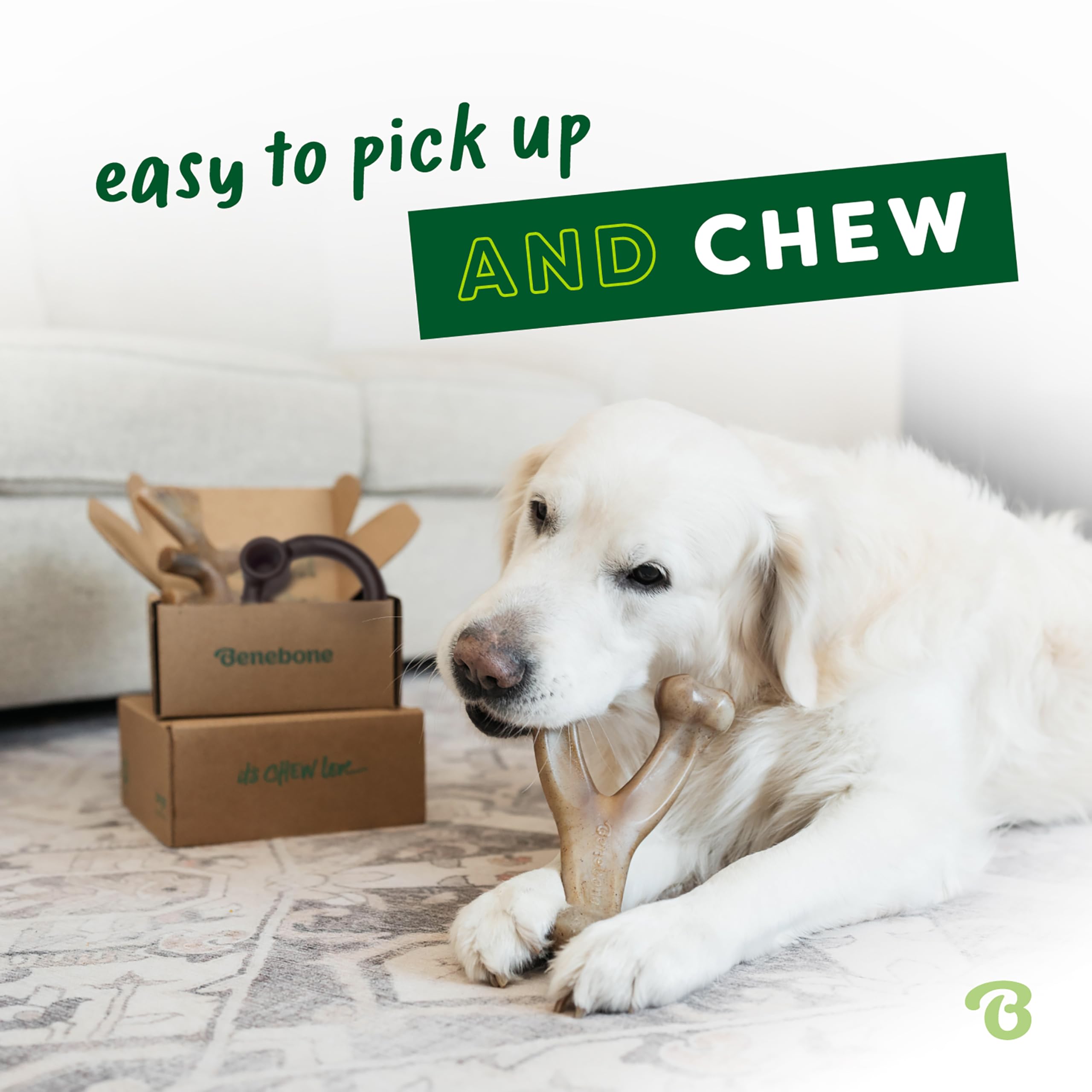 Benebone Large 4-Pack Dog Toys for Aggressive Chewers – Durable Dog Bones, Made in USA – Dog Toys for Large Dogs Under 90 lbs
