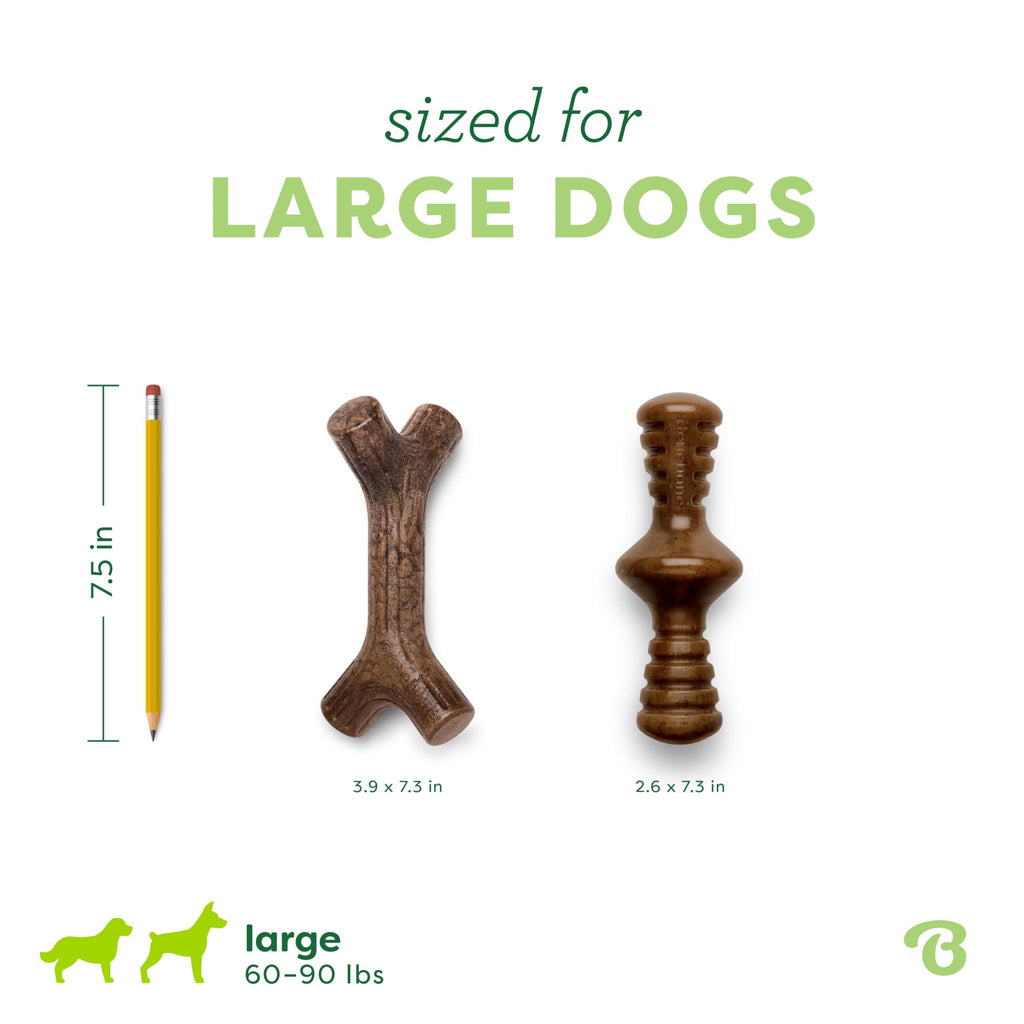 Benebone Large 4-Pack Dog Toys for Aggressive Chewers – Durable Dog Bones, Made in USA – Dog Toys for Large Dogs Under 90 lbs