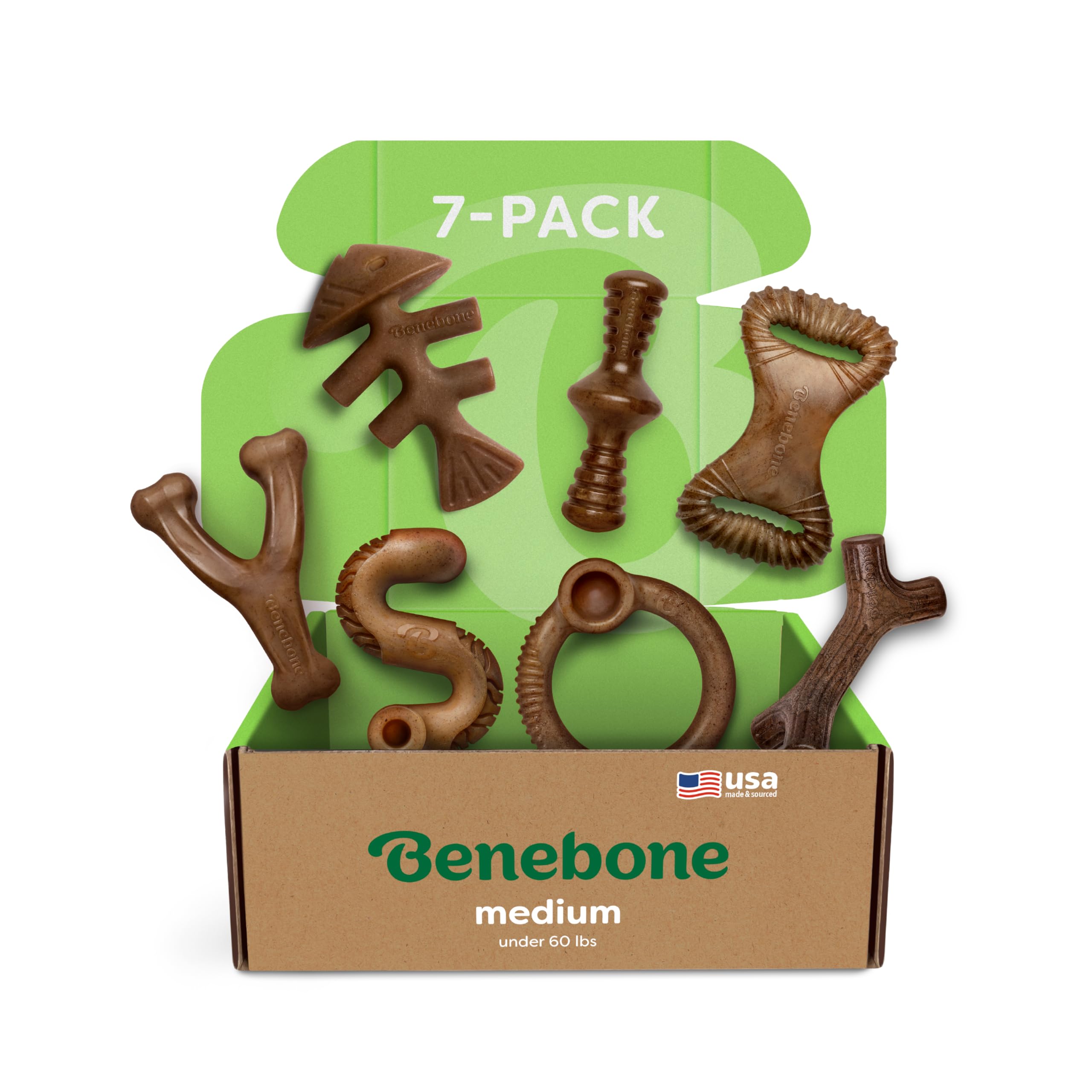 Benebone Large 4-Pack Dog Toys for Aggressive Chewers – Durable Dog Bones, Made in USA – Dog Toys for Large Dogs Under 90 lbs