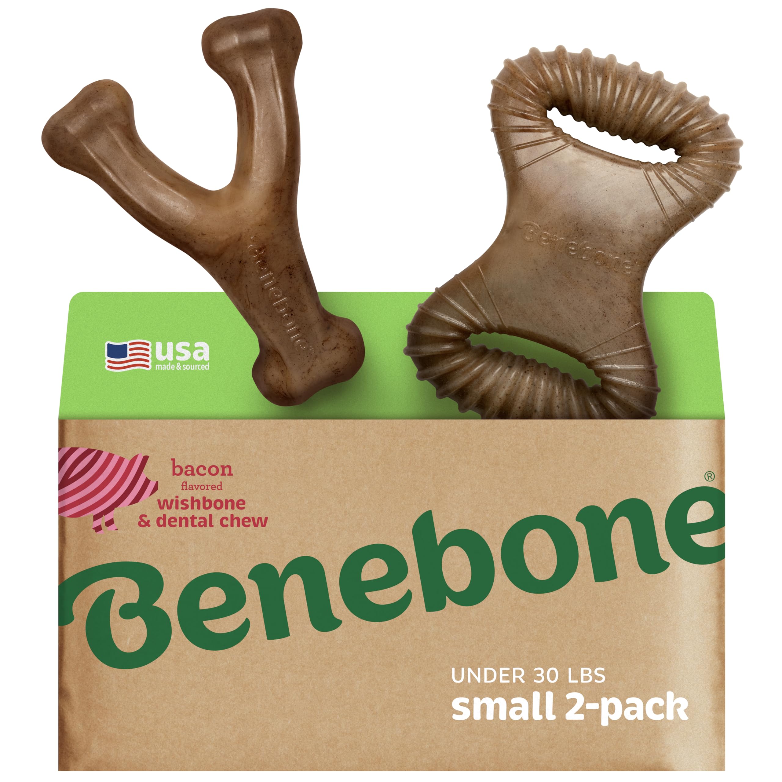 Benebone Large 4-Pack Dog Toys for Aggressive Chewers – Durable Dog Bones, Made in USA – Dog Toys for Large Dogs Under 90 lbs