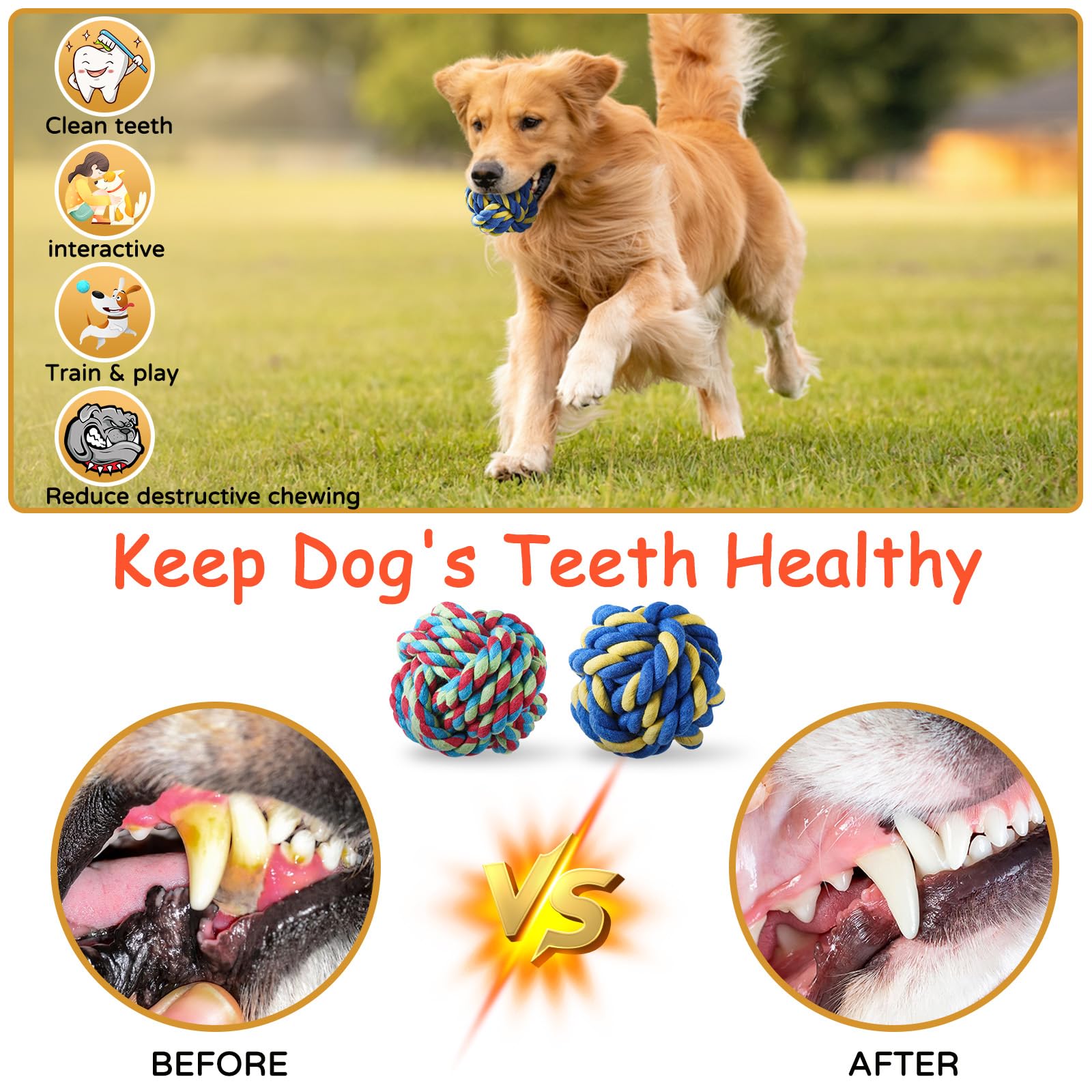 Aitmexcn Dog Rope Toys for Large and Medium Aggressive Chewers, 8 Pack Heavy Duty Dog Rope Toy for Large, Dental Cleaning Chew Toys, Tug Toy for Boredom, 100% Cotton Indestructible Pet Toy