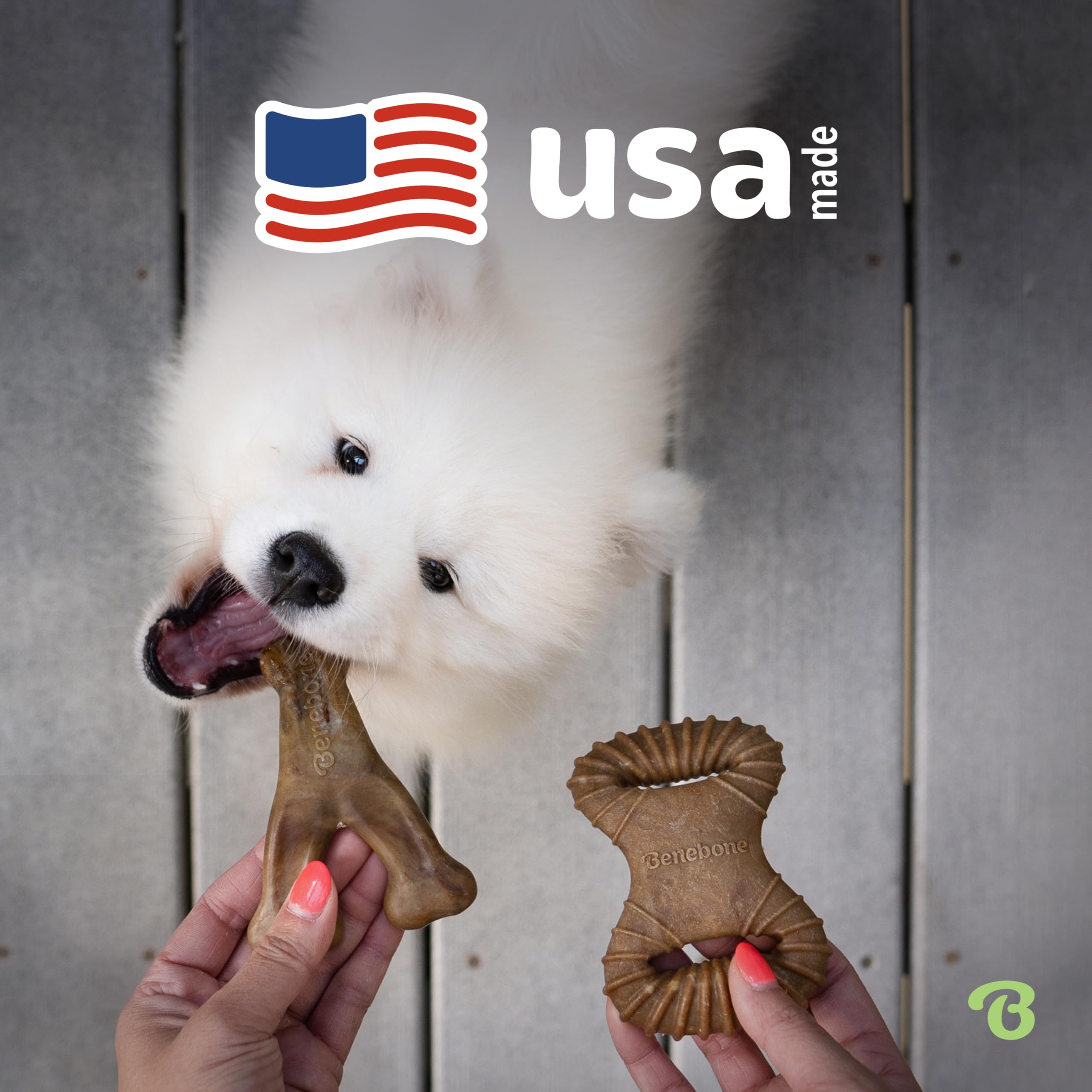 Benebone Large 4-Pack Dog Toys for Aggressive Chewers – Durable Dog Bones, Made in USA – Dog Toys for Large Dogs Under 90 lbs