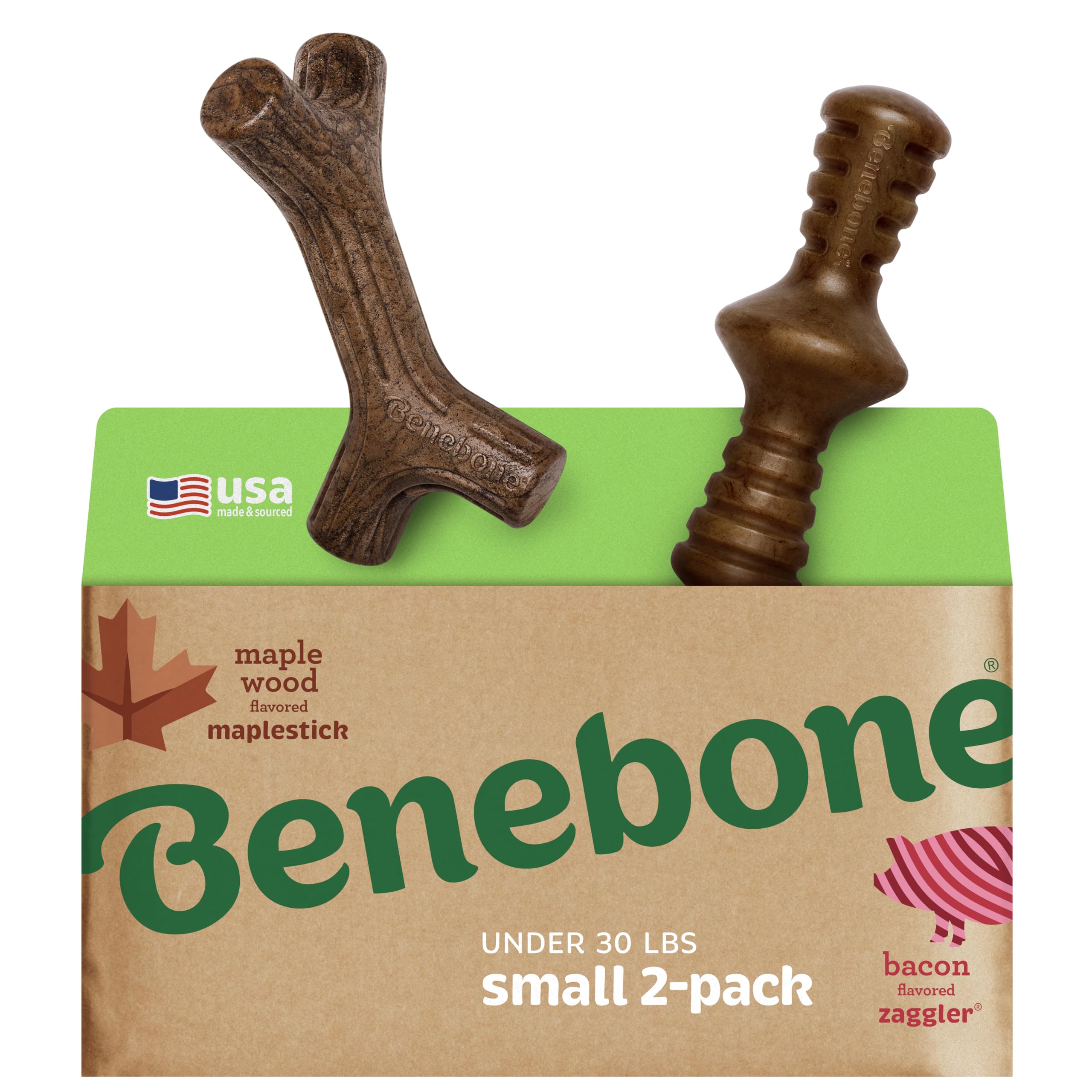 Benebone Large 4-Pack Dog Toys for Aggressive Chewers – Durable Dog Bones, Made in USA – Dog Toys for Large Dogs Under 90 lbs