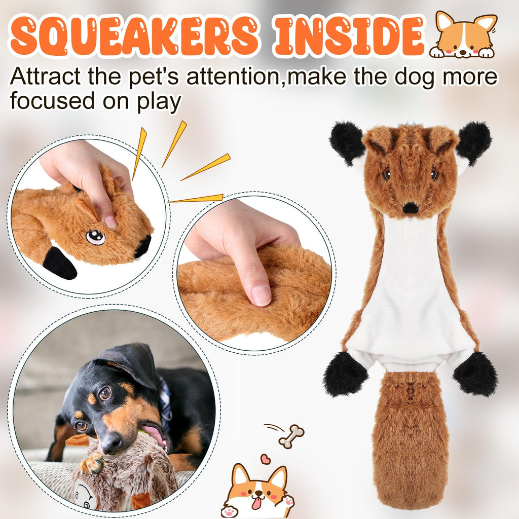 Outus 20 Pcs No Stuffing Dog Squeaky Toys Bulk for Aggressive Chewers, Crinkle Teething Chew Plush Toys for Small Medium Large Pet Gift, 20 Styles(Vivid Style)