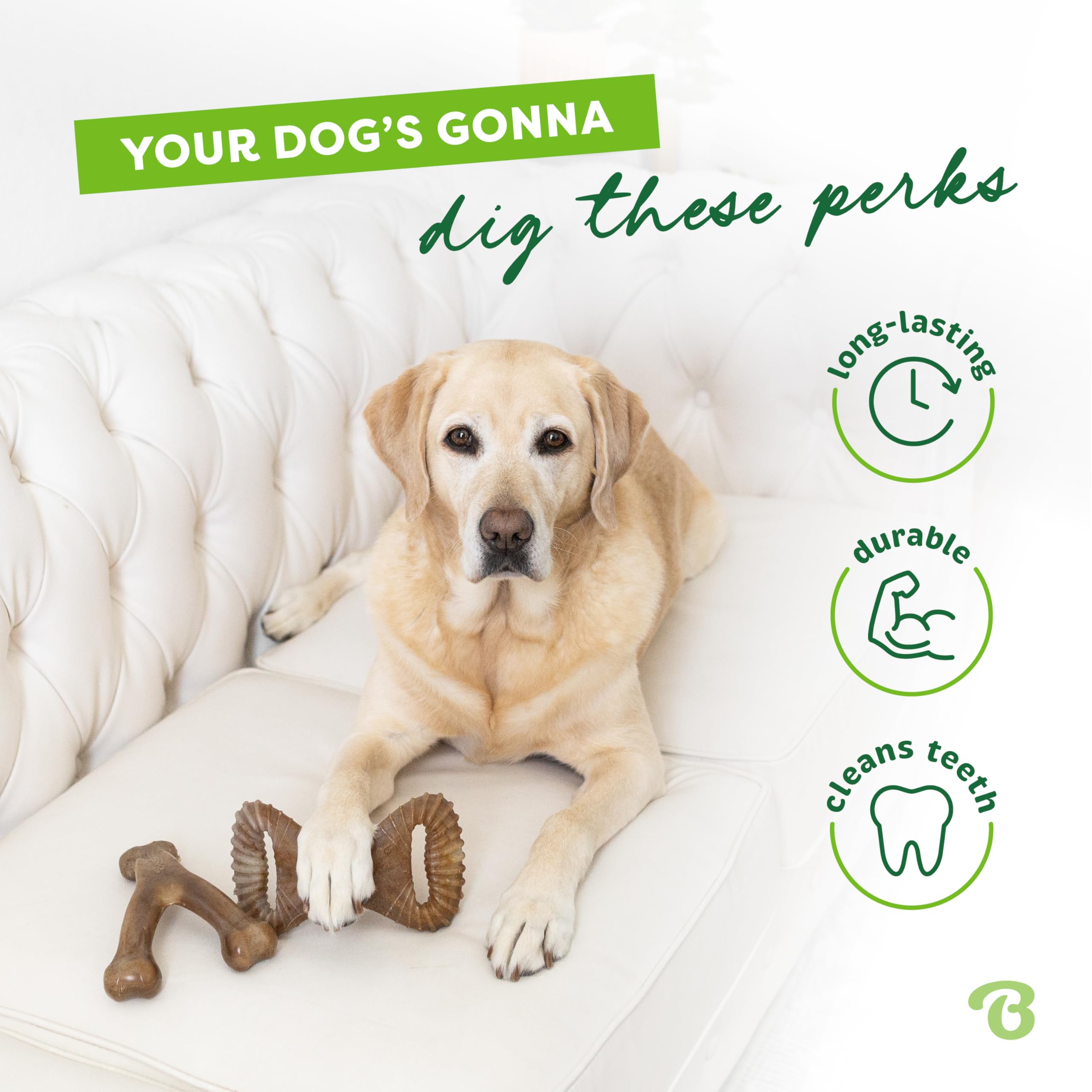 Benebone Large 4-Pack Dog Toys for Aggressive Chewers – Durable Dog Bones, Made in USA – Dog Toys for Large Dogs Under 90 lbs