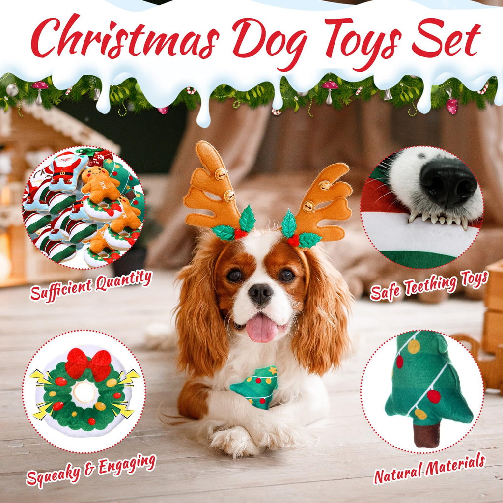 Soulchen 80 Pcs Summer Dog Toys Set Puppy Squeaky Toys Bulk Cute Stuffed Plush Dogs Chew for Small Medium Pet with Squeakers for Fun & Teething Birthday Gifts Party Party