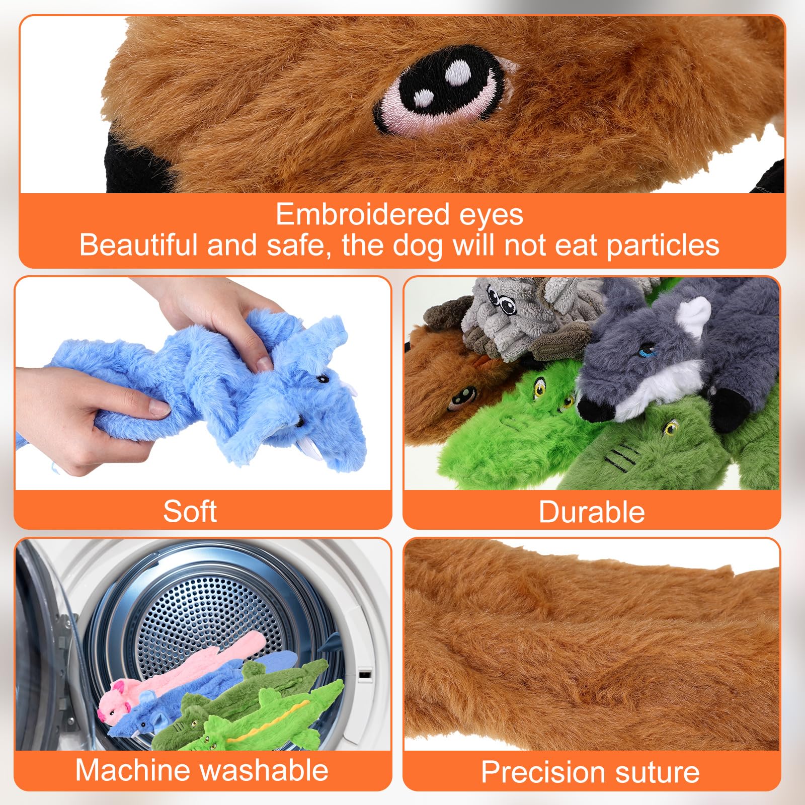 Outus 20 Pcs No Stuffing Dog Squeaky Toys Bulk for Aggressive Chewers, Crinkle Teething Chew Plush Toys for Small Medium Large Pet Gift, 20 Styles(Vivid Style)