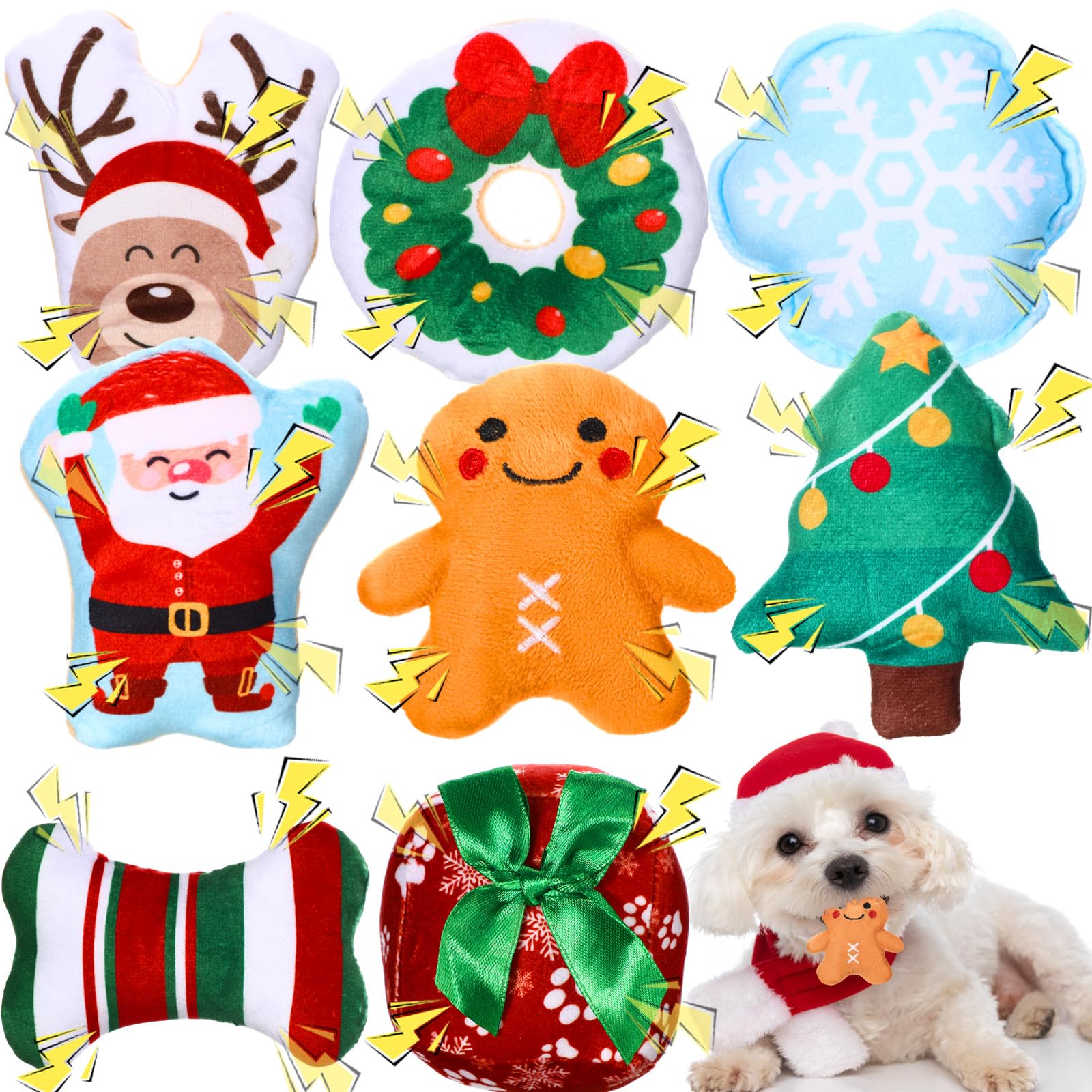 Soulchen 80 Pcs Summer Dog Toys Set Puppy Squeaky Toys Bulk Cute Stuffed Plush Dogs Chew for Small Medium Pet with Squeakers for Fun & Teething Birthday Gifts Party Party