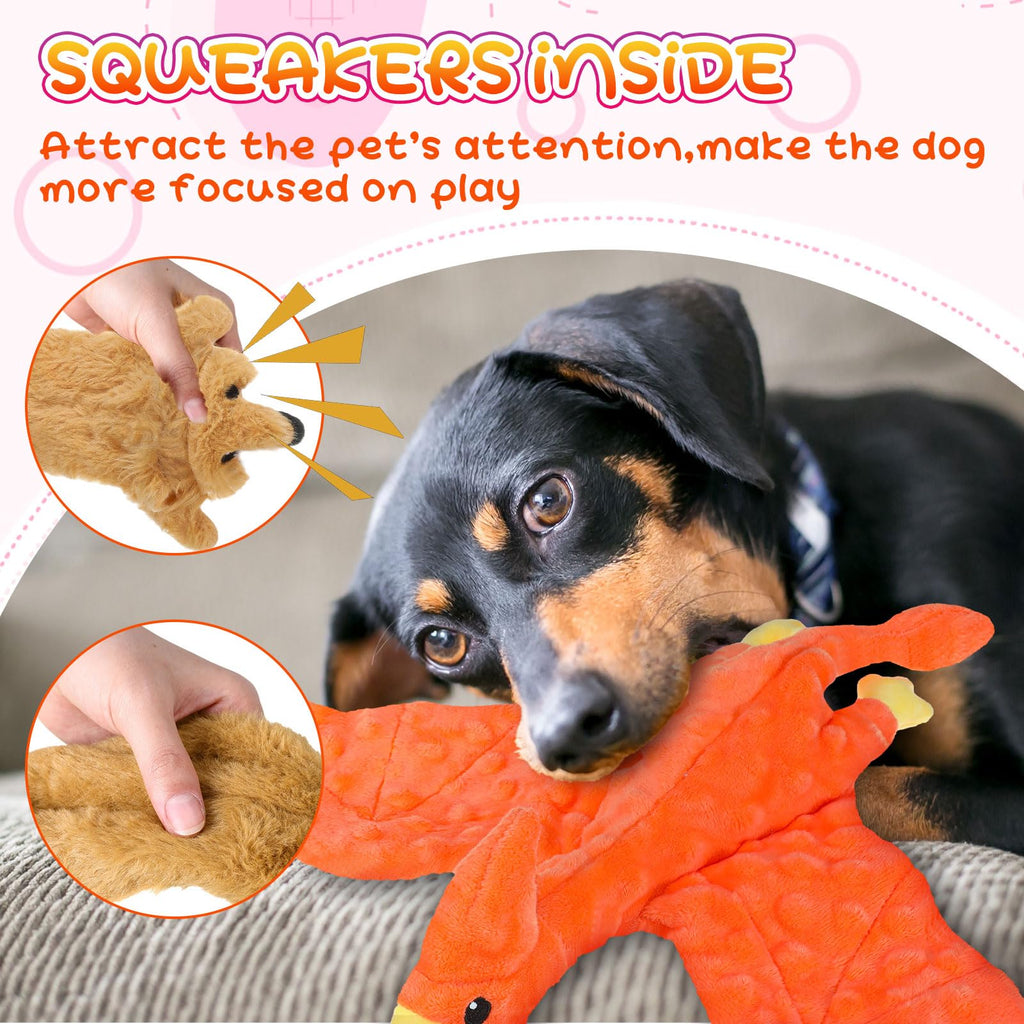 Outus 20 Pcs No Stuffing Dog Squeaky Toys Bulk for Aggressive Chewers, Crinkle Teething Chew Plush Toys for Small Medium Large Pet Gift, 20 Styles(Vivid Style)