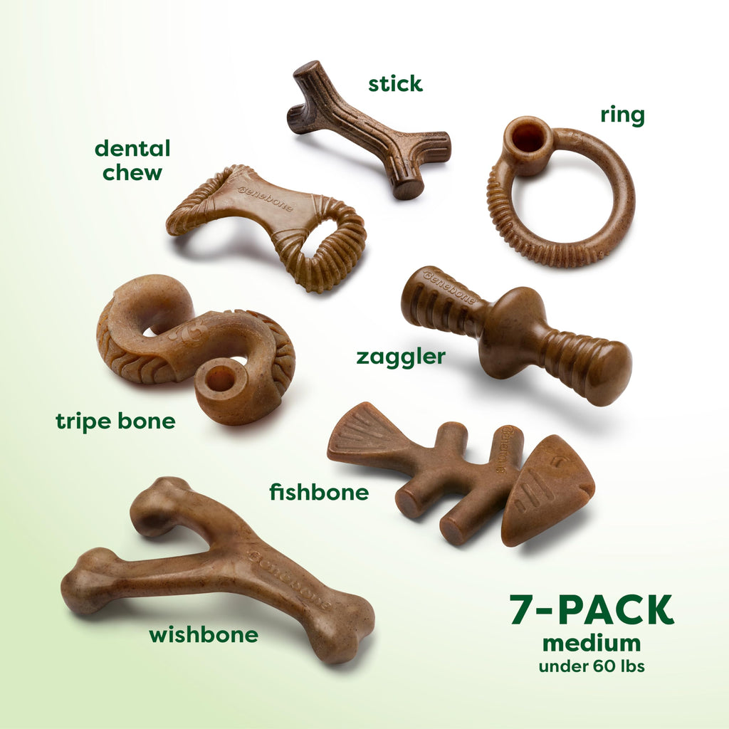 Benebone Large 4-Pack Dog Toys for Aggressive Chewers – Durable Dog Bones, Made in USA – Dog Toys for Large Dogs Under 90 lbs