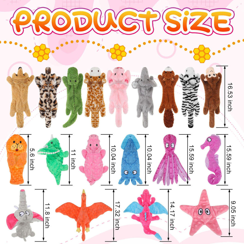 Outus 20 Pcs No Stuffing Dog Squeaky Toys Bulk for Aggressive Chewers, Crinkle Teething Chew Plush Toys for Small Medium Large Pet Gift, 20 Styles(Vivid Style)