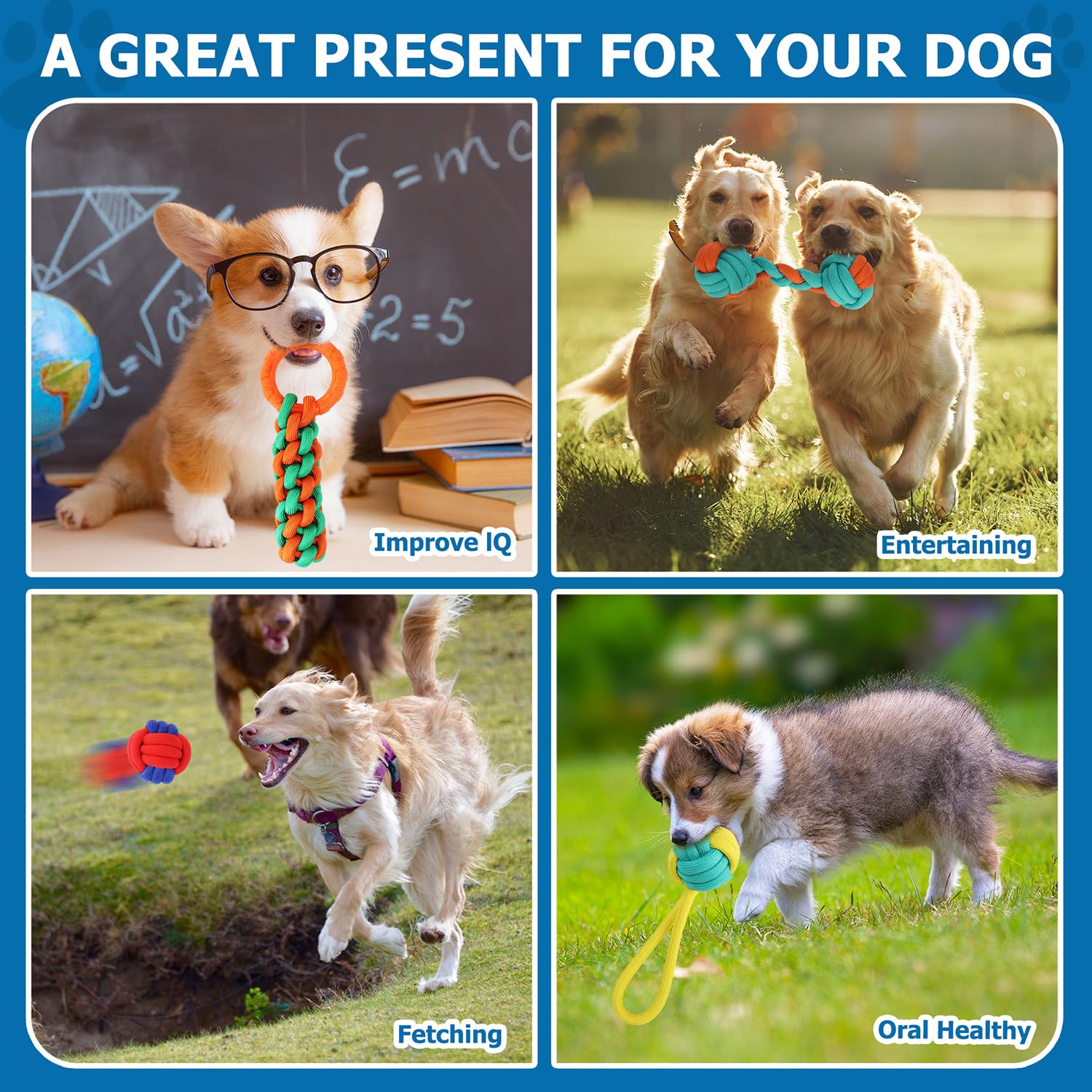 Aitmexcn Dog Rope Toys for Large and Medium Aggressive Chewers, 8 Pack Heavy Duty Dog Rope Toy for Large, Dental Cleaning Chew Toys, Tug Toy for Boredom, 100% Cotton Indestructible Pet Toy