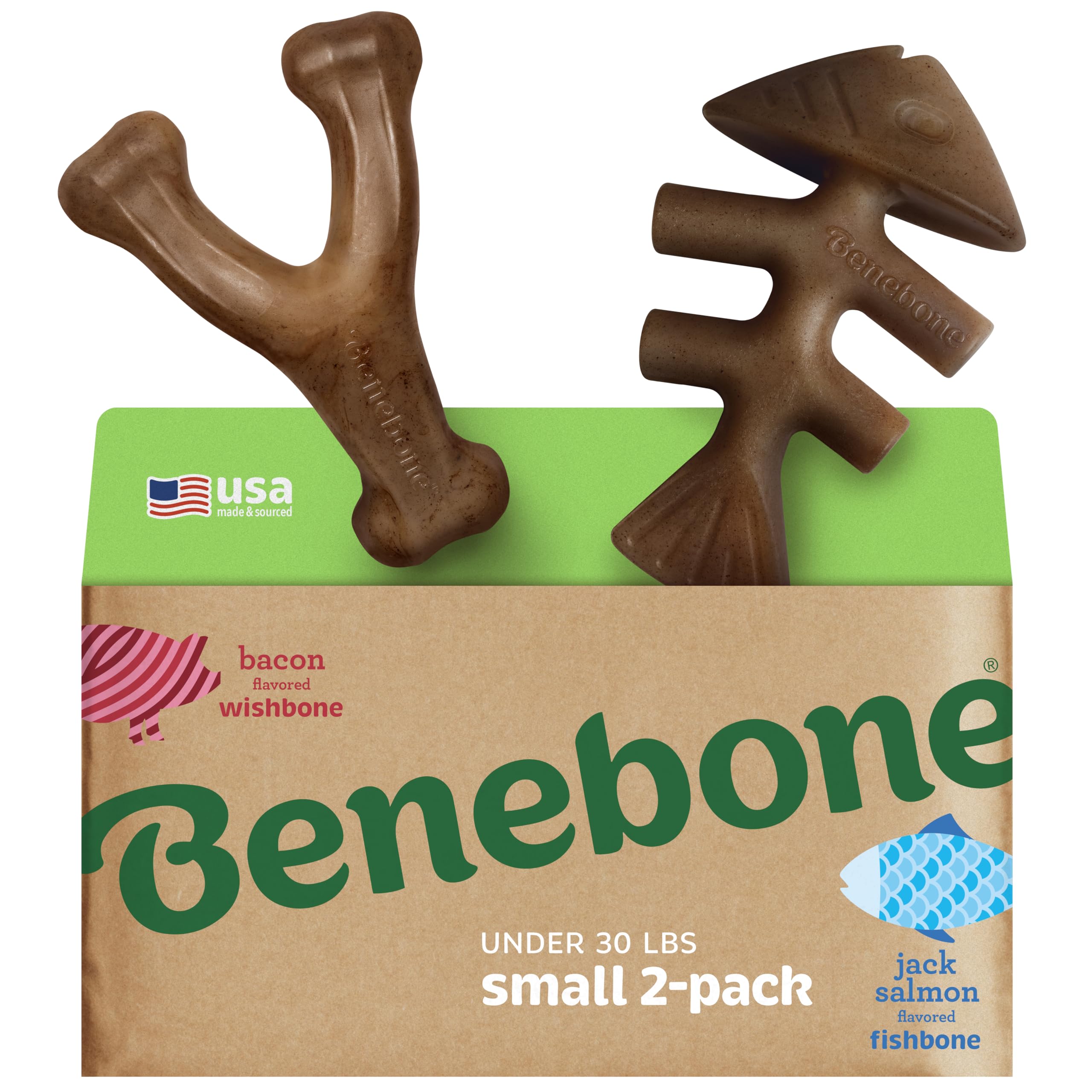 Benebone Large 4-Pack Dog Toys for Aggressive Chewers – Durable Dog Bones, Made in USA – Dog Toys for Large Dogs Under 90 lbs